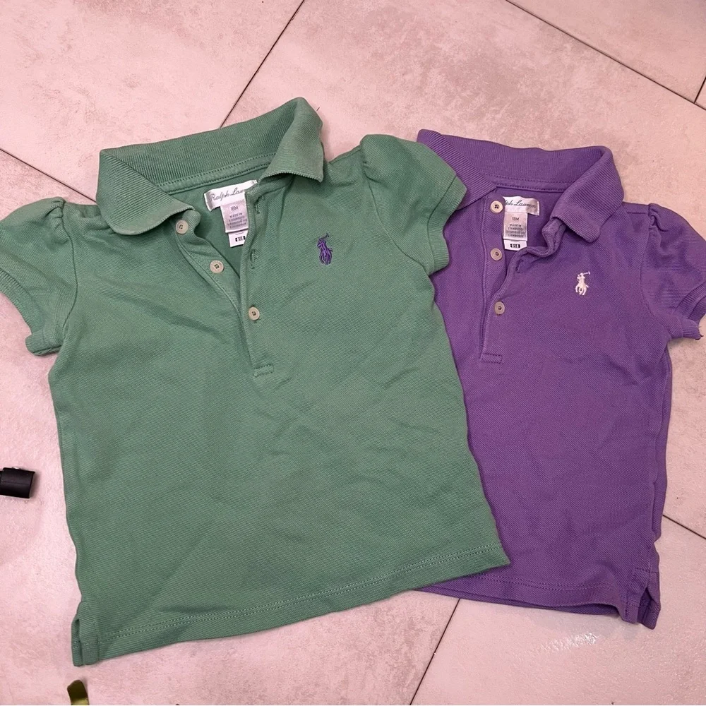 Bundle Ralph Lauren Kids' Green and Purple‎ Polo Shirts size 18 months